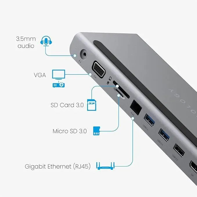 Powerology 11 in 1 Multi-Display USB-C Hub &Laptop Stand - Grey – image 10