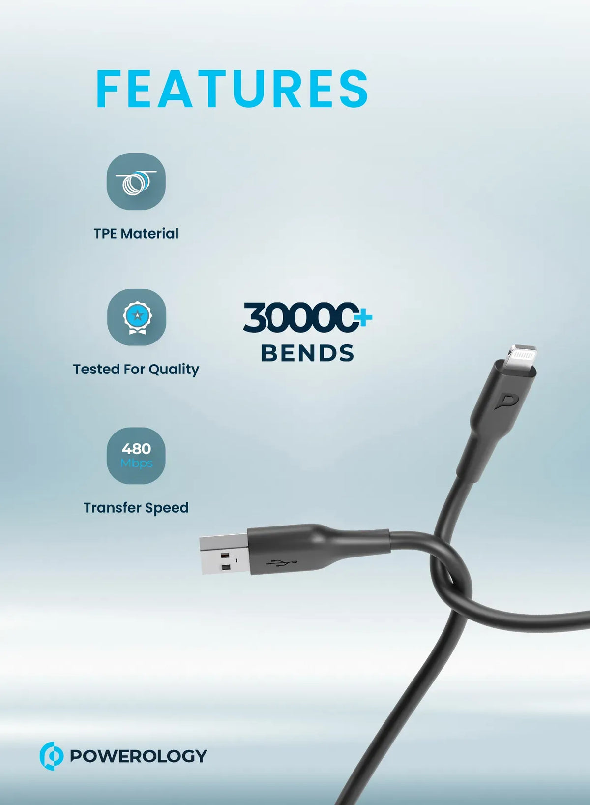 Powerology TPEUSB-A To Lightning Data Sync And Charge 1.2 m - Black – image 10