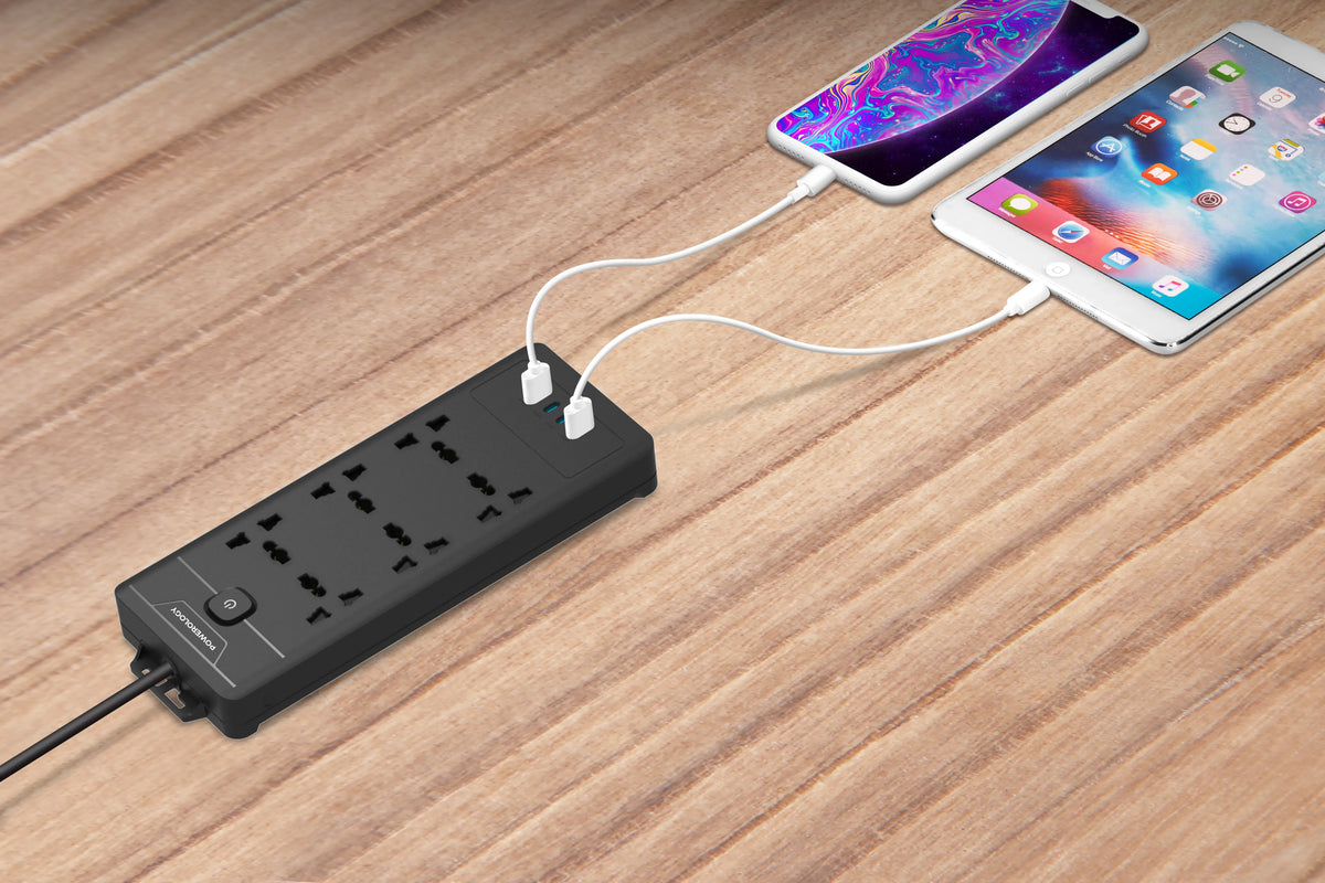 Powerology 6ac 2500w Power Strip Black – image 6