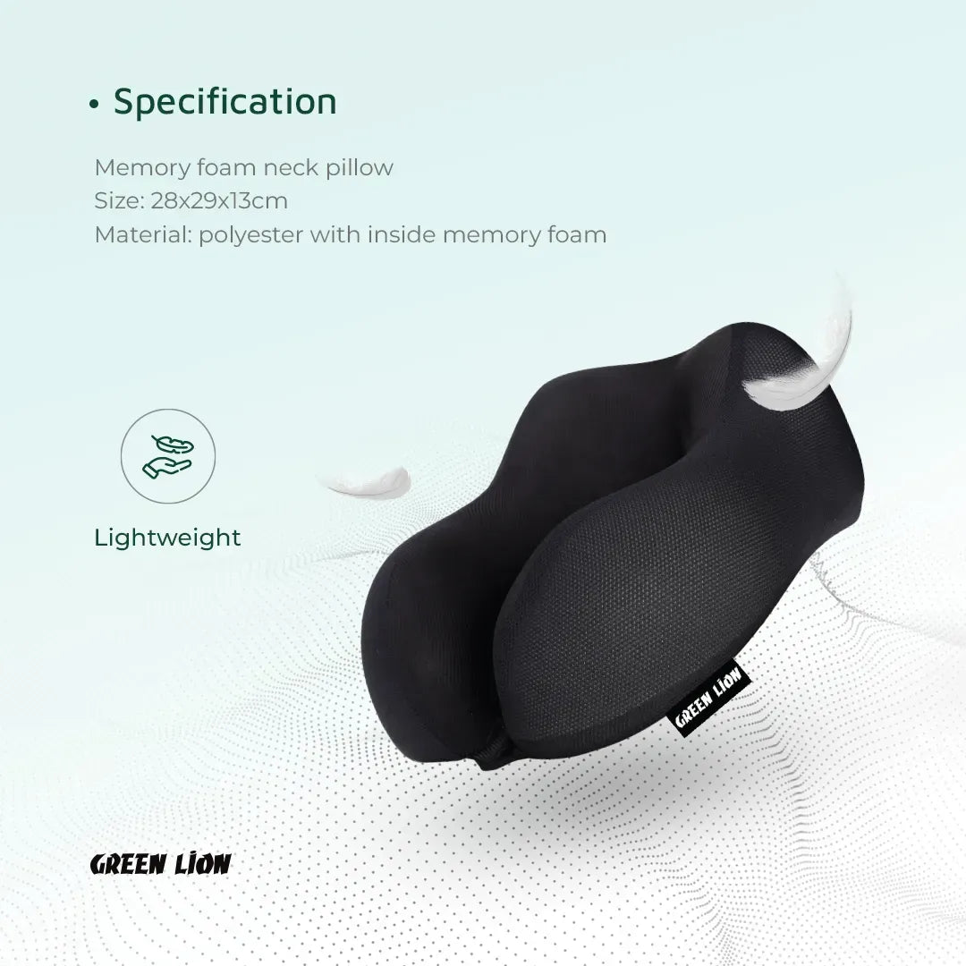 Green Lion Memory Foam Neck Pillow Black – image 10