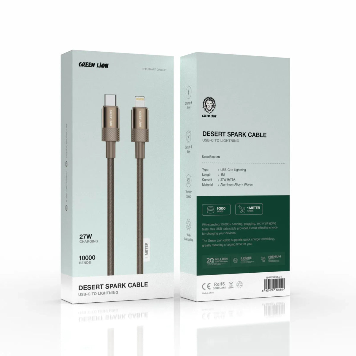 Green Lion Desert Spark Cable USB C to Lightning 30w Desert Titanium – image 3