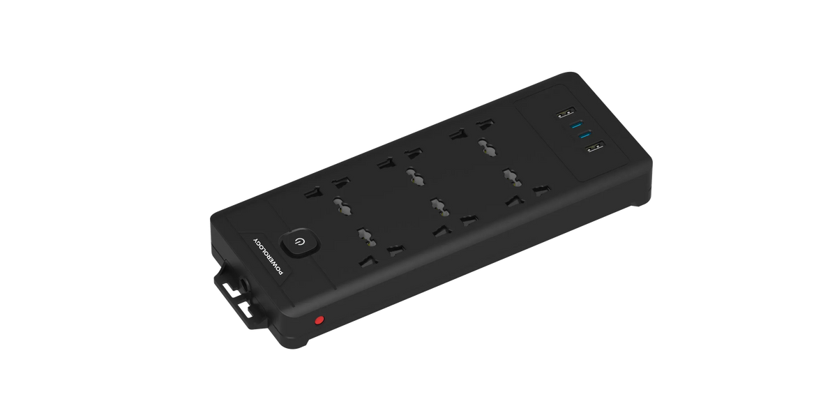 Powerology 6ac 2500w Power Strip Black – image 7