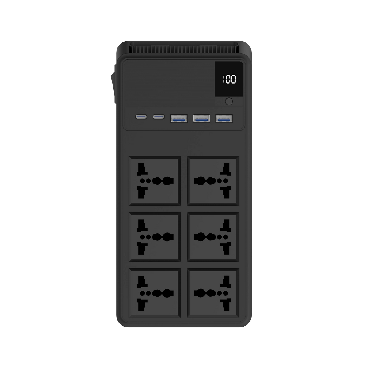 Powerology 2500w 6ac Power Strip with Built in Retractable Cables Black – image 10