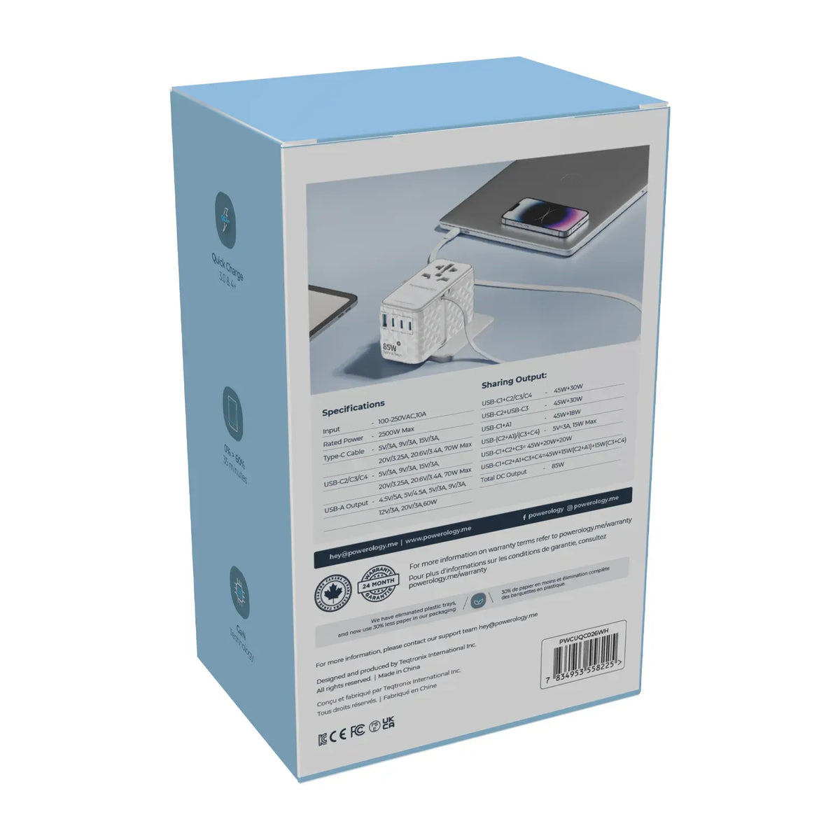 Powerology 85 W Super Charger Retractable Type-CCable - White – image 13