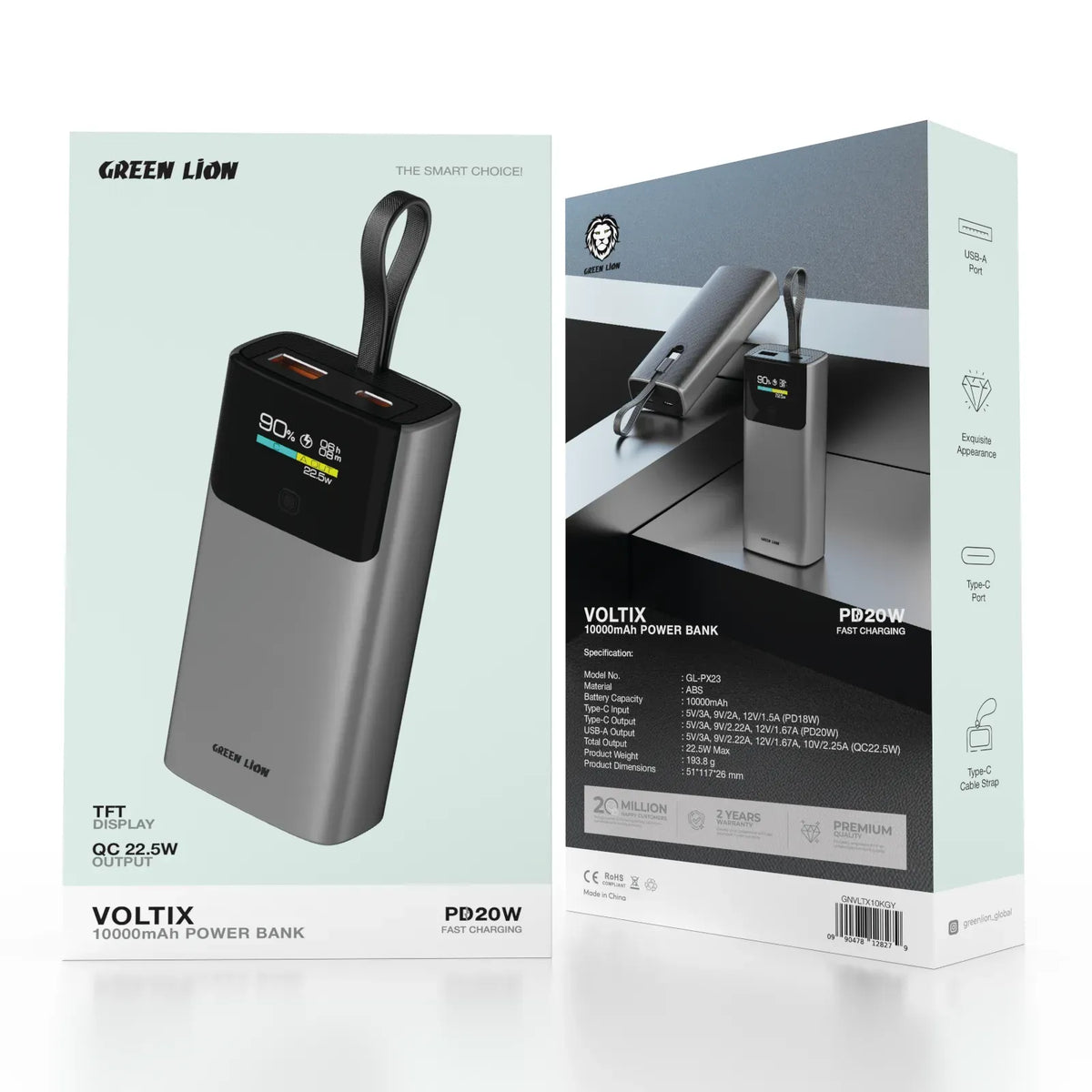 Green Lion Voltix 10000mAh Power Bank Pd20w Grey – image 11