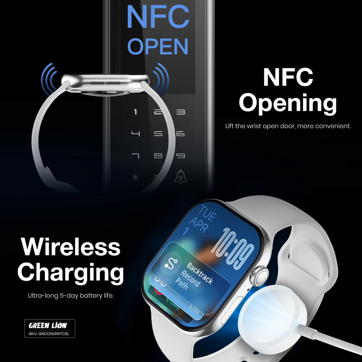 Green Lion Communicate Smart Watch - Silver – image 9