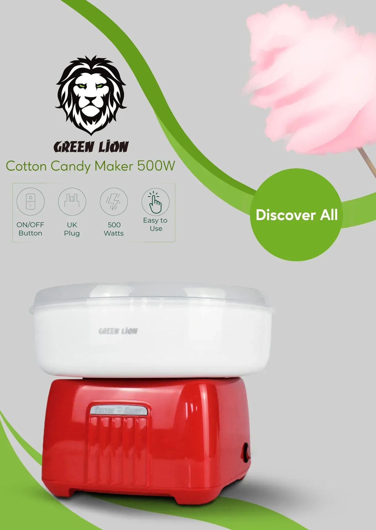 Green Lion Cotton Candy Maker - Red – image 4