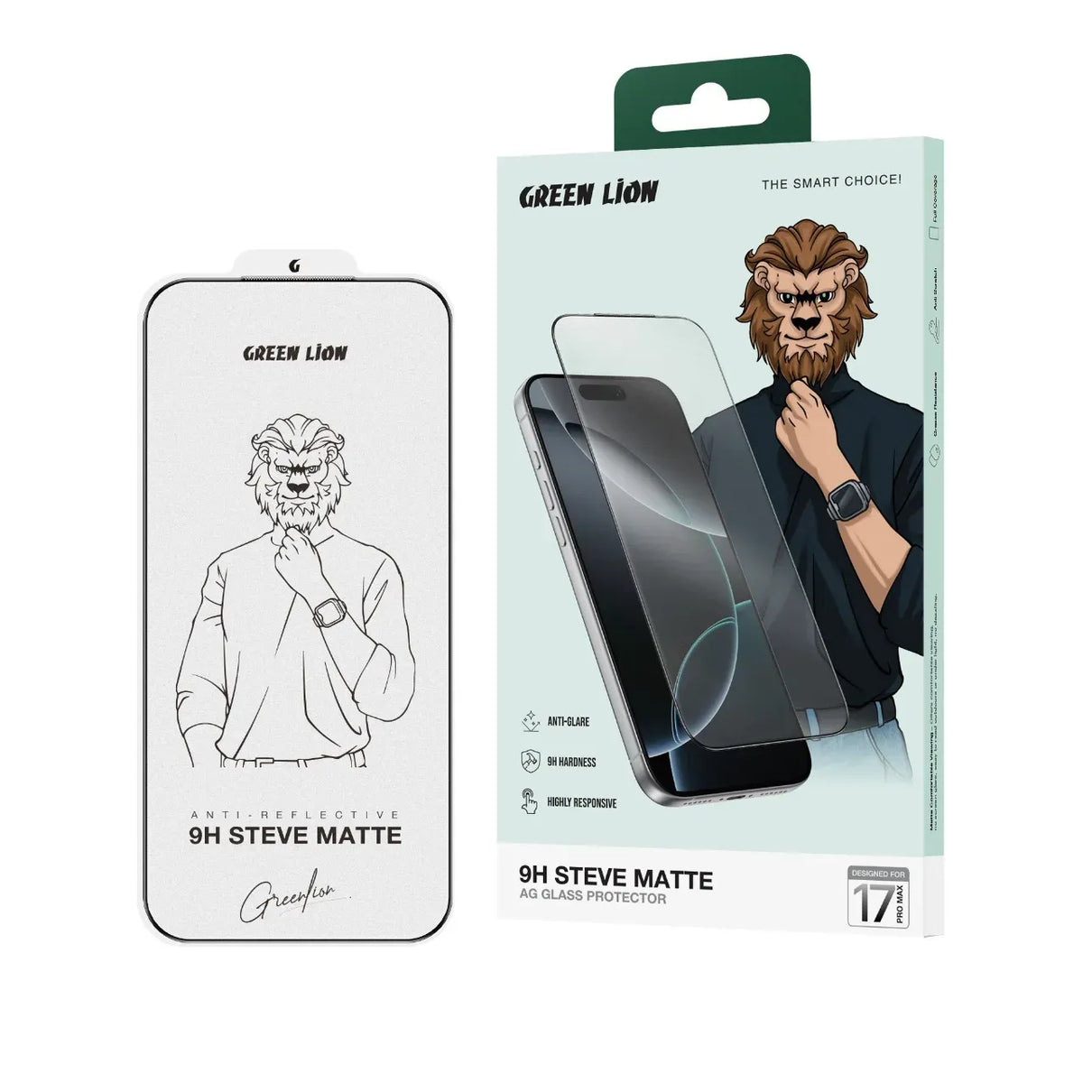 Green Lion 9 HSteve Matte AGGlass Protector - Black Edge/Clear – image 12