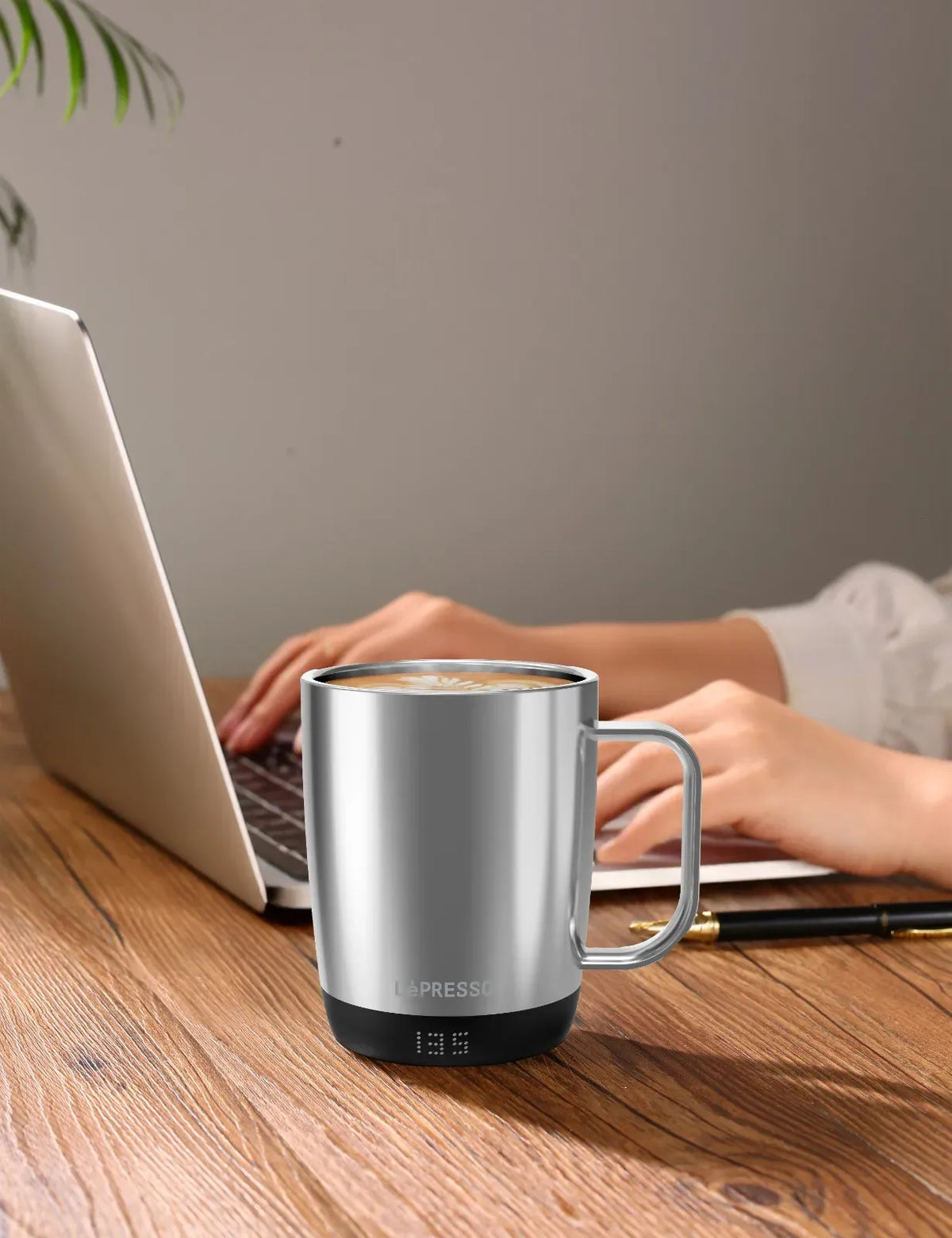 Lepresso Aurelio Ceramic Mug with Temperature Control Base - Silver – image 2