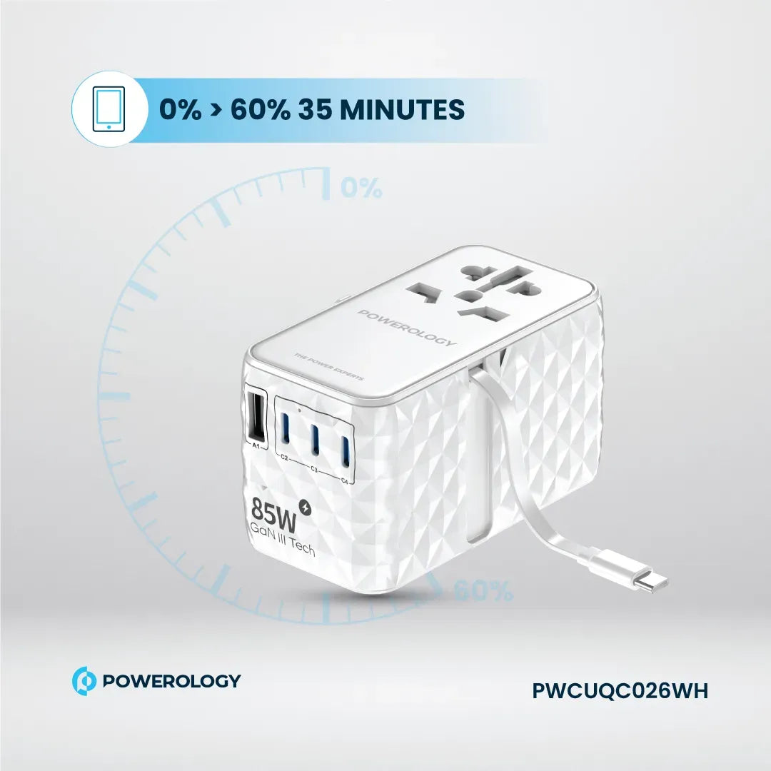 Powerology 85 W Super Charger Retractable Type-CCable - White – image 2