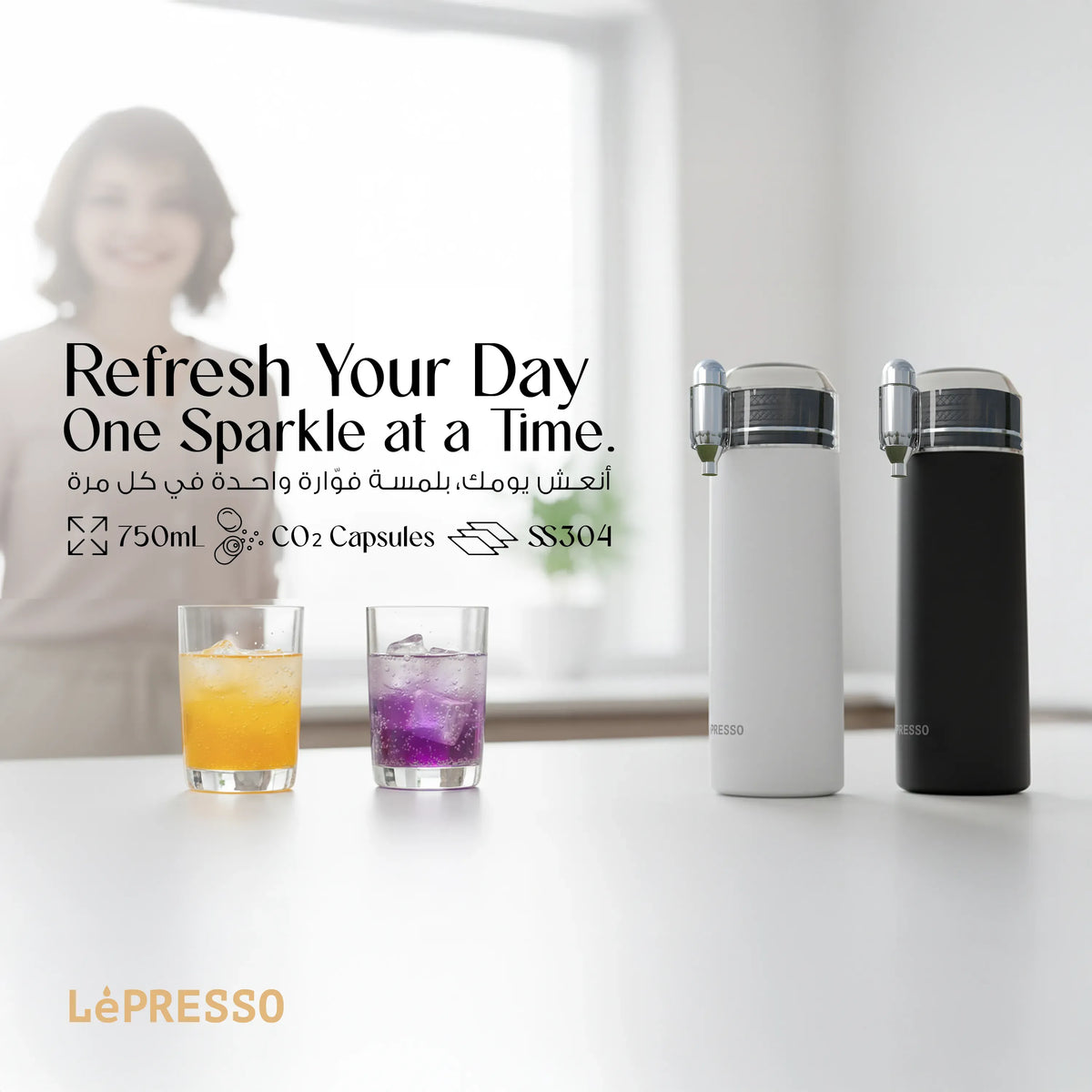 LePresso Sparkling Water Bottle Double Wall Vacuum - White – image 9