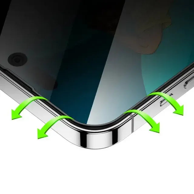 Green Lion 3d Silicone Privacy HD Glass Screen Protector Black Edge Privacy for Iphone 14 Series – image 10