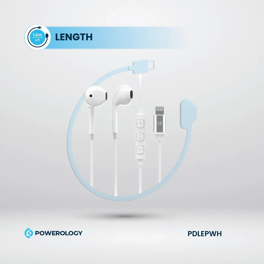 Powerology Stereo Earphone Lightning Connector 1.2 m/4 ft - White – image 9
