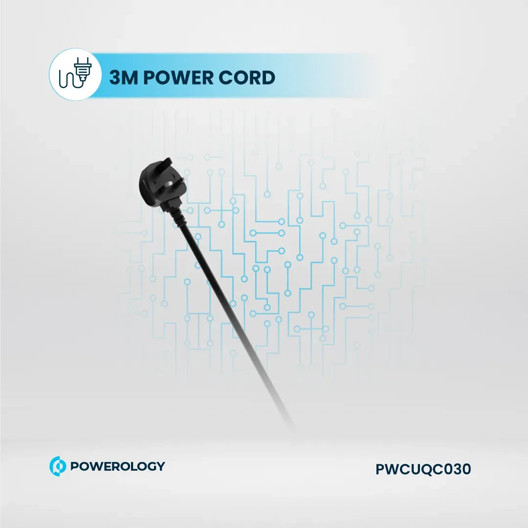 Powerology 2500w 6ac Power Strip with Built in Retractable Cables Black – image 2