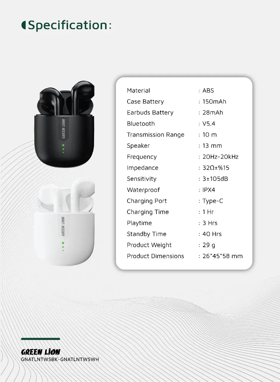 Green Lion Atlanta True Wireless Earbuds - White – image 5