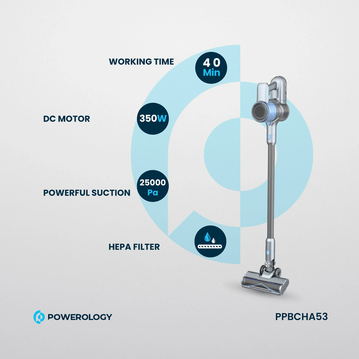 Powerology Cordless Stick Vacuum Cleaner with Detachable Battery Dark Grey – image 10