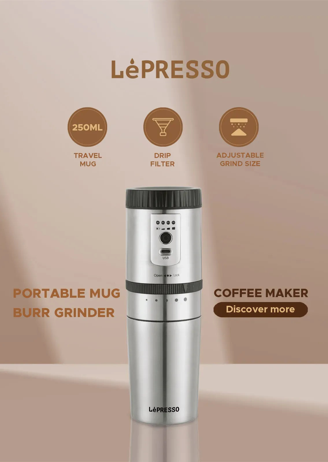 LePresso Portable Mug Burr Grinder Coffee Maker – image 17