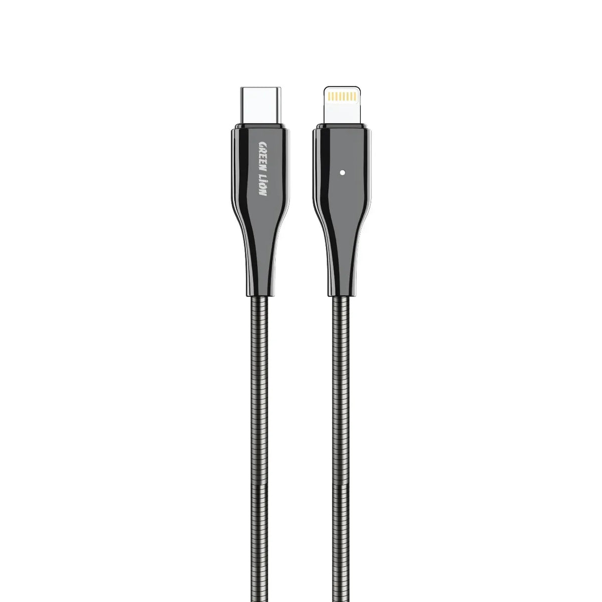 Green Lion USB C to Lightning Metal Spring Hose Cable Silver – image 4