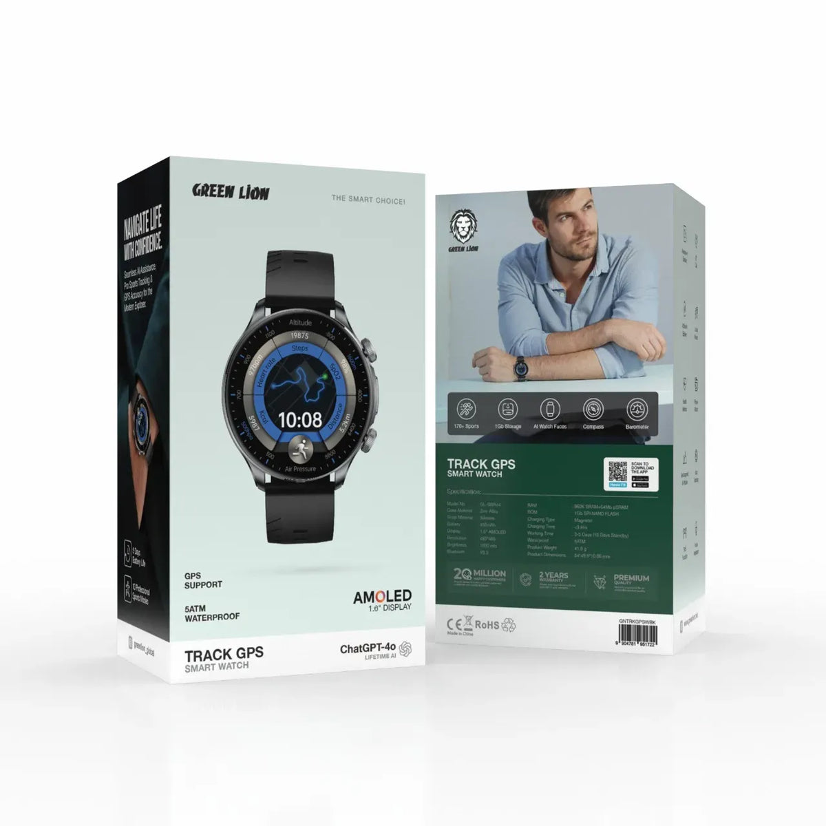Green Lion Track GPS Smart Watch Black – image 2