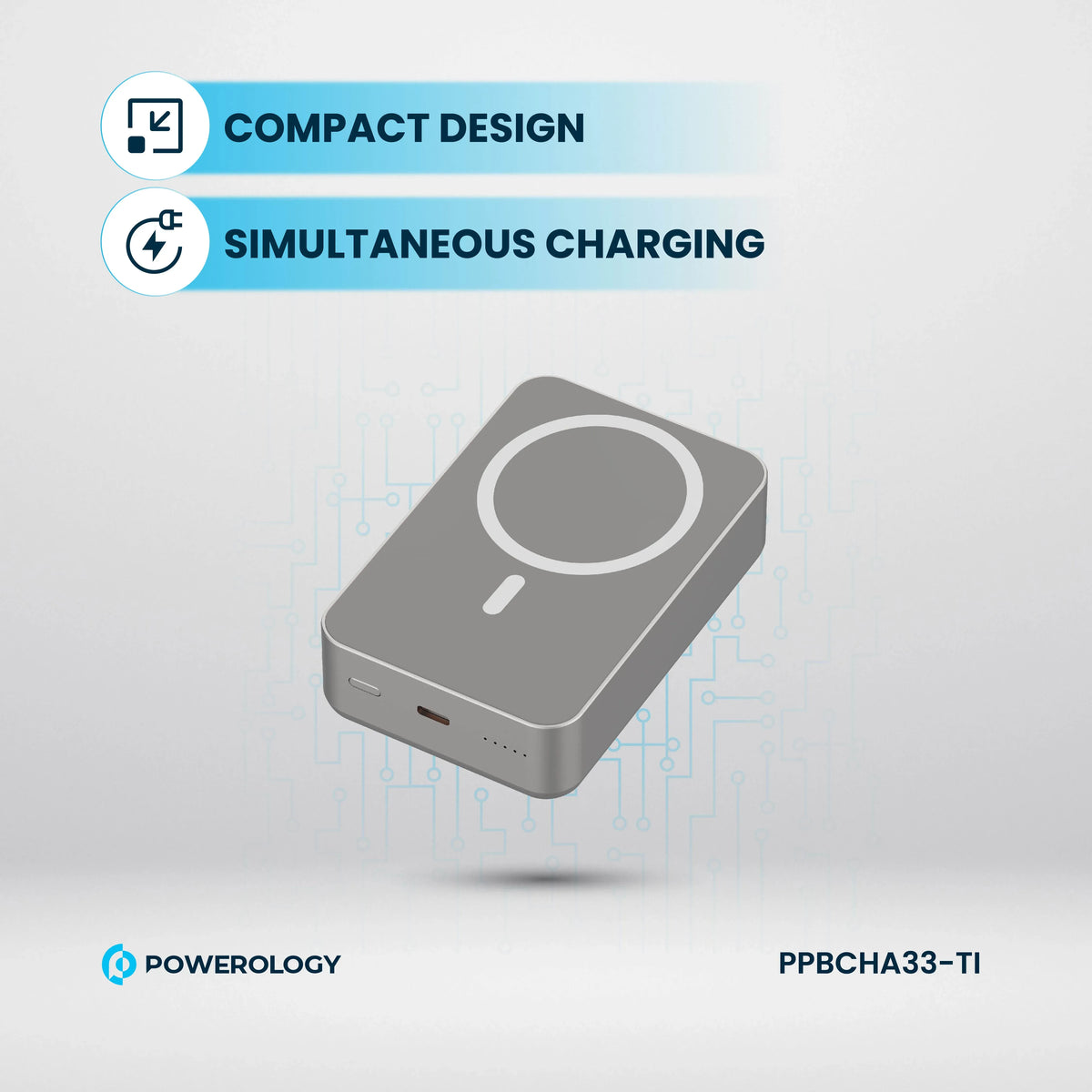 Powerology Spetano 20000 m Ah MagSafe Aluminum Power Bank PD 20 W - Titanium – image 7