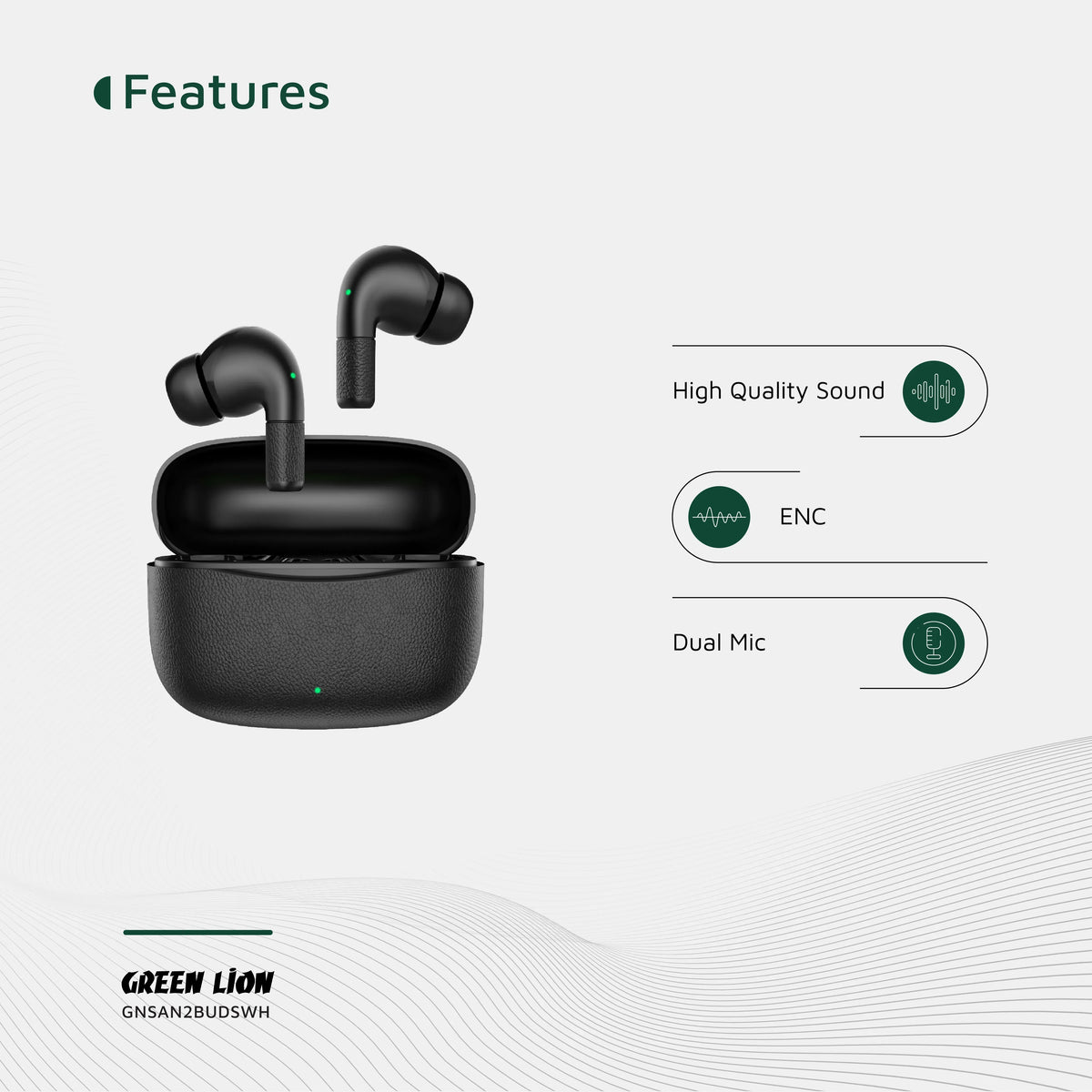 Green Lion Santorini 2-True Wireless Earbuds TWS - Black – image 11