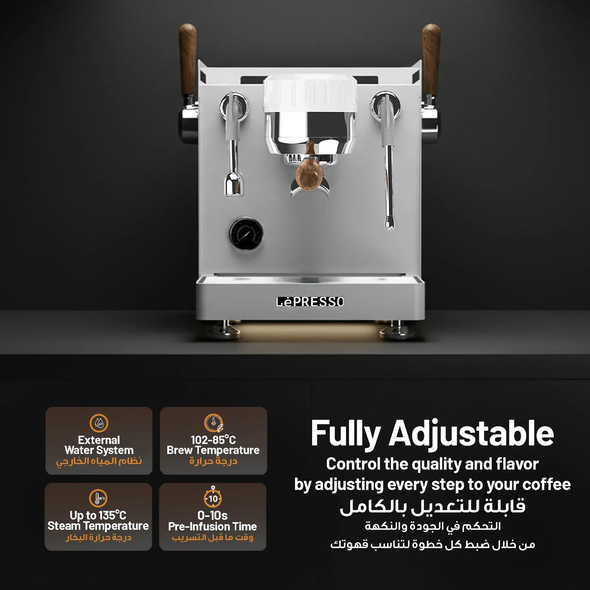 LePresso Bellissimo Triple Boiler 15 Bar Coffee Machine with Dual Italian Pump - White – image 11