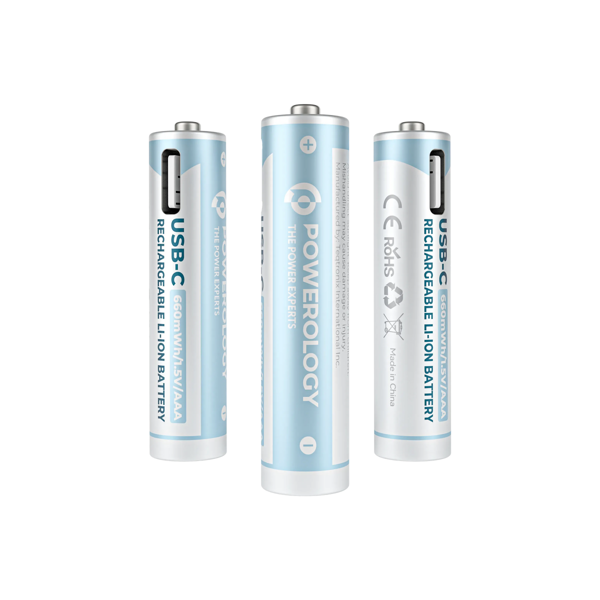 Powerology 1 5v Type C Rechargeable Lithium Ion Battery Aaa Battery 660mwh 4pcs Per Pac – image 7