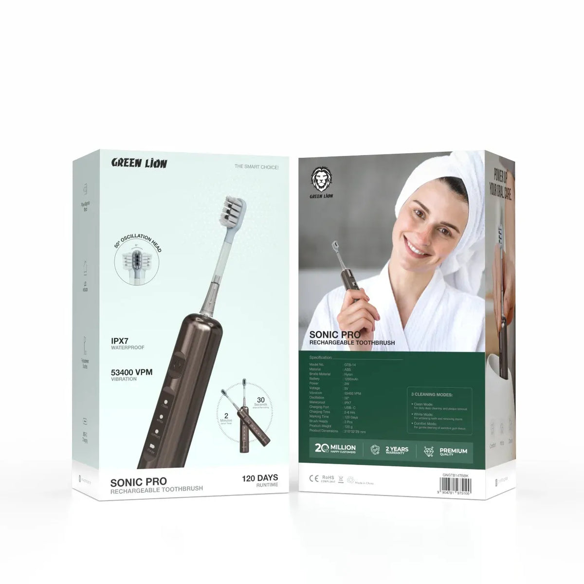Green Lion Sonic Pro Rechargeable Toothbrush Brown – image 4