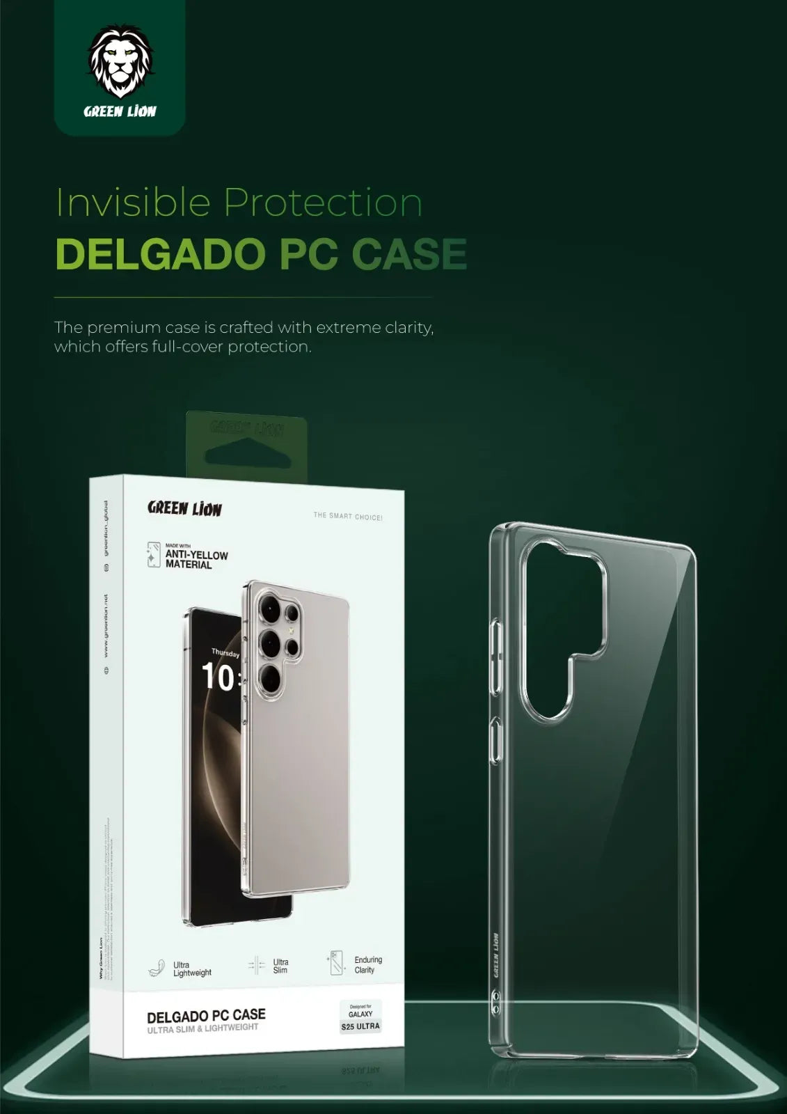 Green Lion Delgado Pc Case for S25 Ultra Clear – image 11